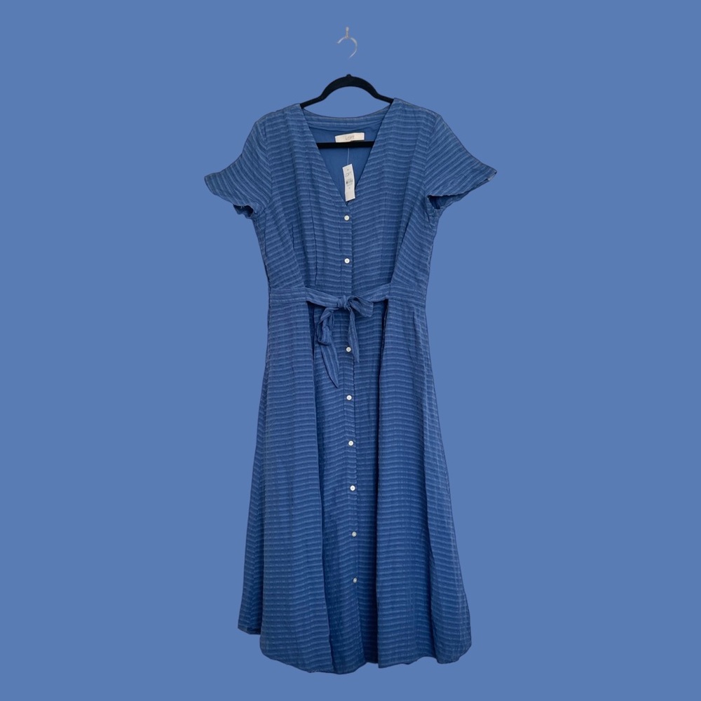 Textured Flutter Sleeve Midi Shirtdress